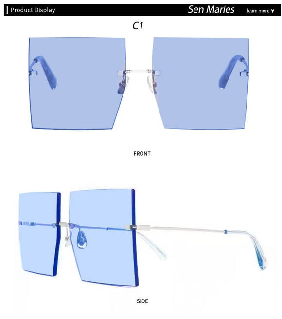 Oversized Rimless Square Sunglasses