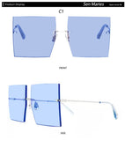 Oversized Rimless Square Sunglasses